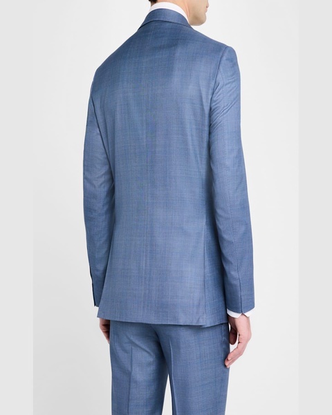 Men's Wool-Silk Windowpane Suit