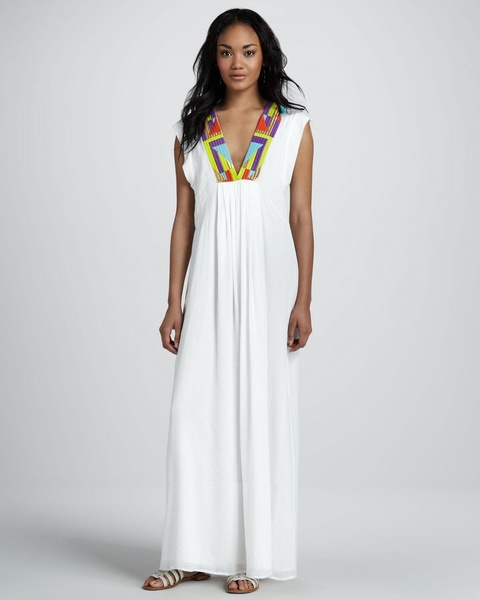 Strapless Bead-Embellished Midi Sheath Dress