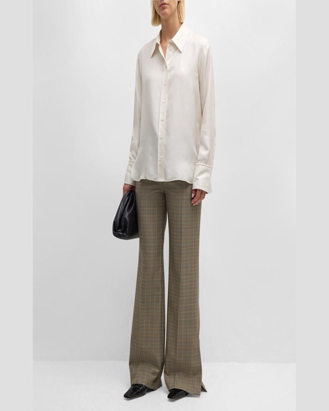 Button-Down Silk Twill Blouse