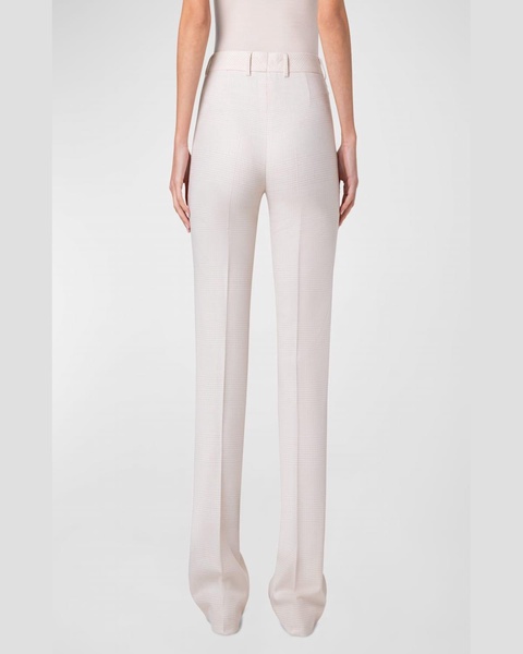 Marilyn High-Rise Check Bootcut-Leg Crepe Pants