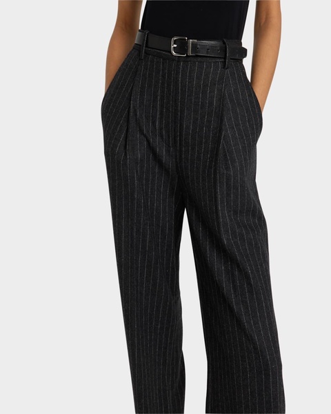 Pleated Pinstripe Wide-Leg Trousers