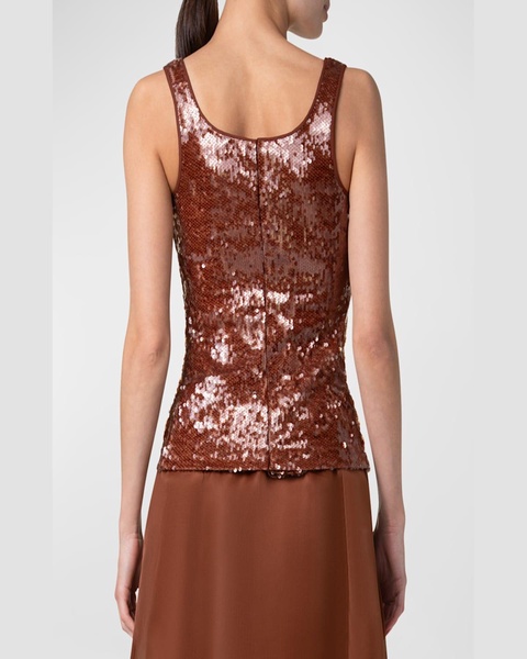 Sequined Scoop-Neck Tank Top