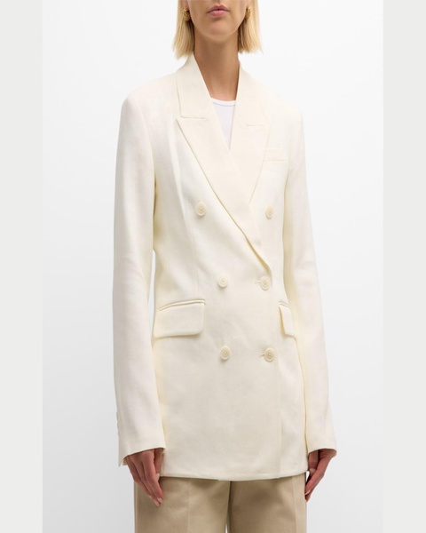 Double-Breasted Textured Twill Blazer