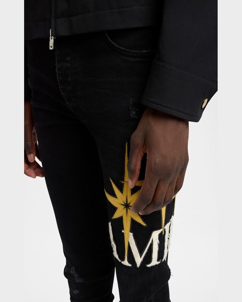 Men's Starburst Applique Skinny Jeans