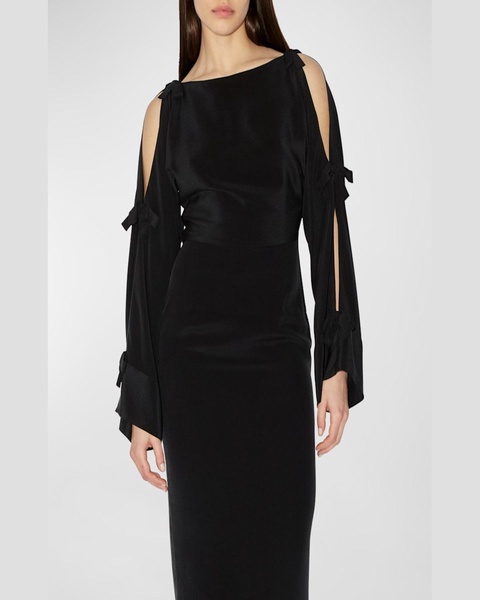 Candela Bow-Slash Sleeves Maxi Dress