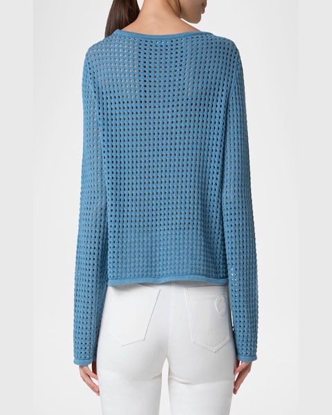 Chunky Cotton Mesh Boatneck Sweater
