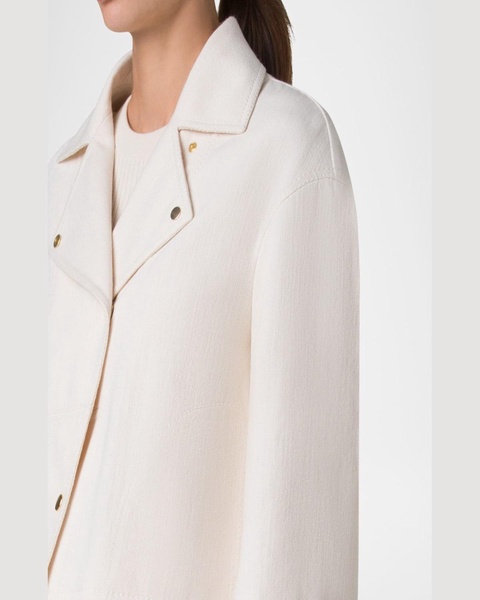Cotton-Wool Denim Moto Jacket