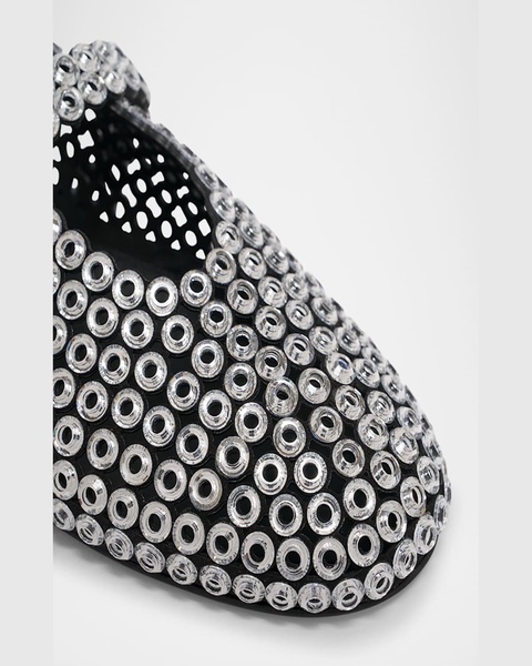 Studded Suede Mesh Mary Jane Flats
