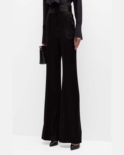 Dylan High-Rise Wide-Leg Satin Pants 