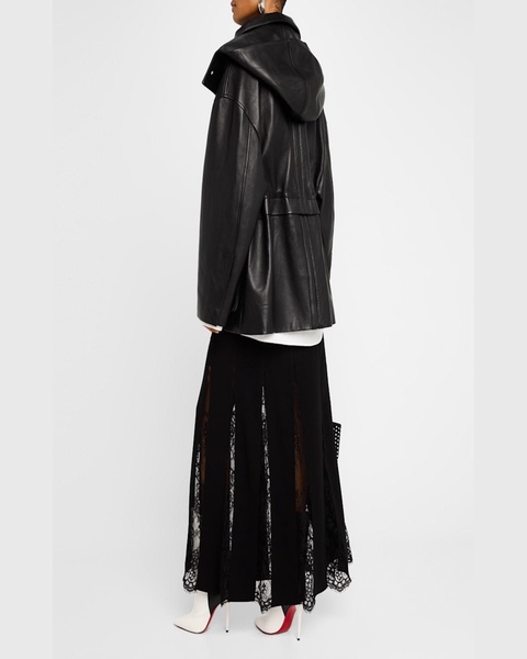 Nolan Hooded Leather Coat