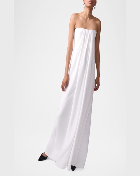 Draped-Front Strapless Gown