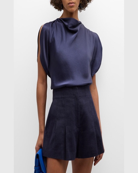Nadia Satin Petal-Sleeve Top