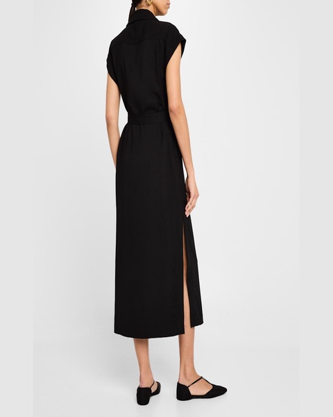 Double-Breasted Stretch Crepe Trench Dress