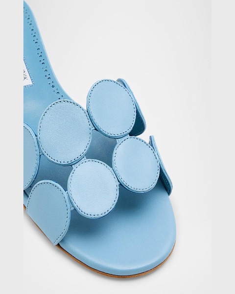 Circle-Cut Leather Flat Slide Sandals