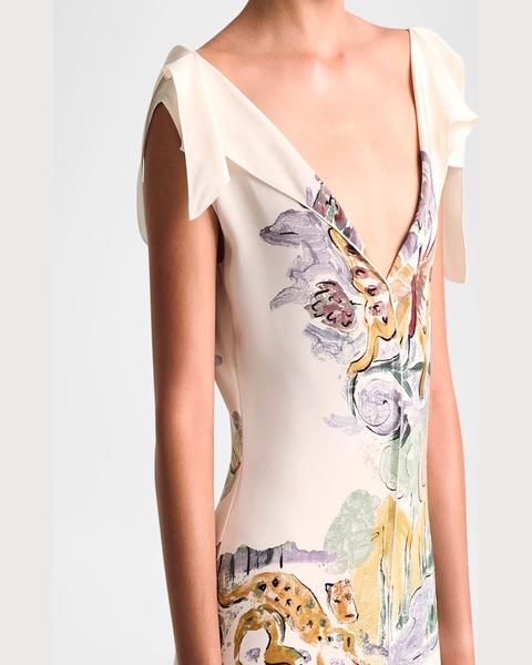 Jophee Drape Cap-Sleeve Maxi Dress