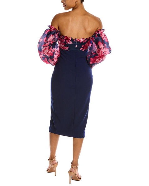 Carolina Herrera Silk Off-Shoulder Puff Sleeve Dress