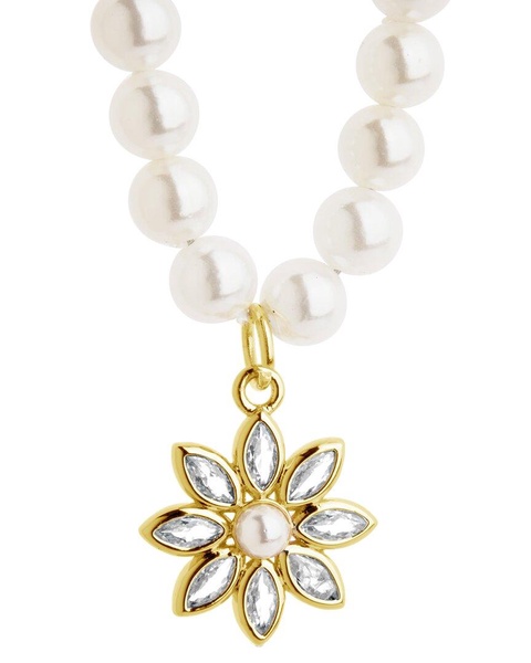 Sterling Forever 14K Plated 1mm-6mm Pearl CZ Esti Necklace