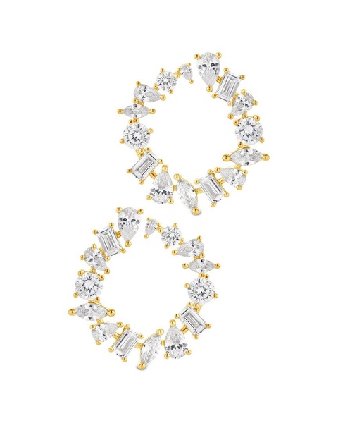 Sterling Forever 14K Plated CZ Shania Earrings