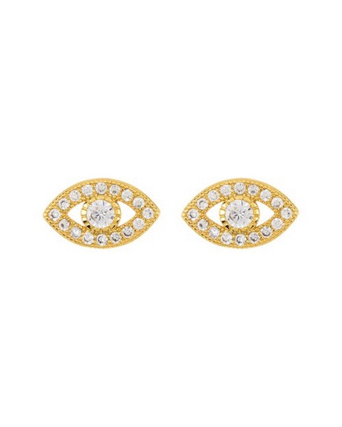 ADORNIA 14K Over Silver Crystal Evil Eye Studs