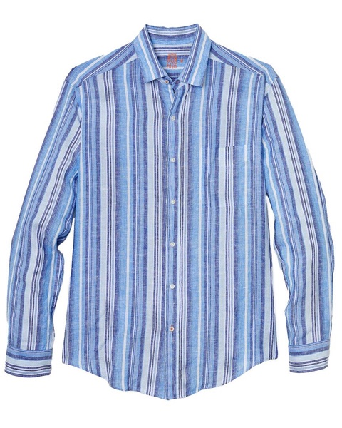 J.McLaughlin multicolor Stripe Gramercy Woven Linen Shirt