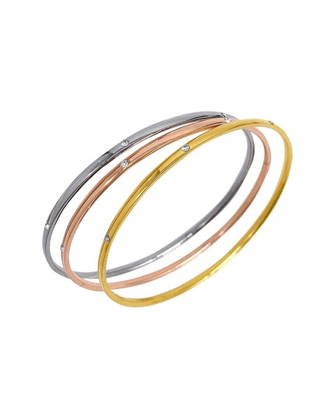 Adornia Tri-Tone Plated CZ Bangle Bracelet