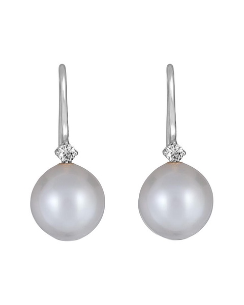 BELPEARL 14K 0.12 ct. tw. Diamond & 11-10 mm South Sea Pearl Earrings