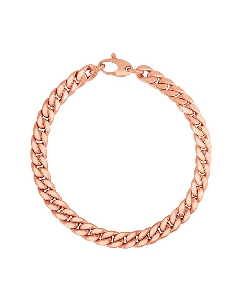 14K Italian Rose Gold Cuban Chain Bracelet