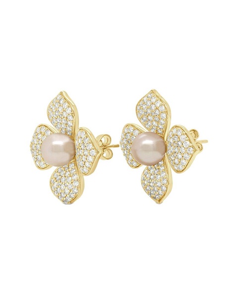 Sabrina Designs 14K 2.16 ct. tw. Diamond & Pearl Floral Earrings
