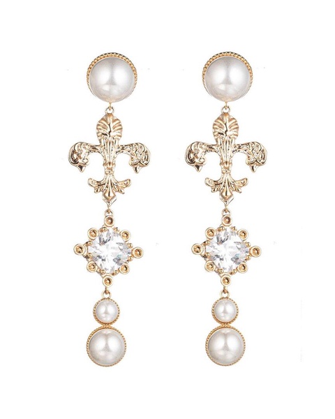 Eye Candy LA Fleur de Lis CZ Drop Earrings
