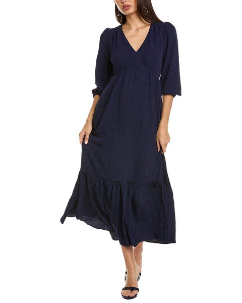 Anne Klein Women's V Neck Empire Seam Maxi with Flounce