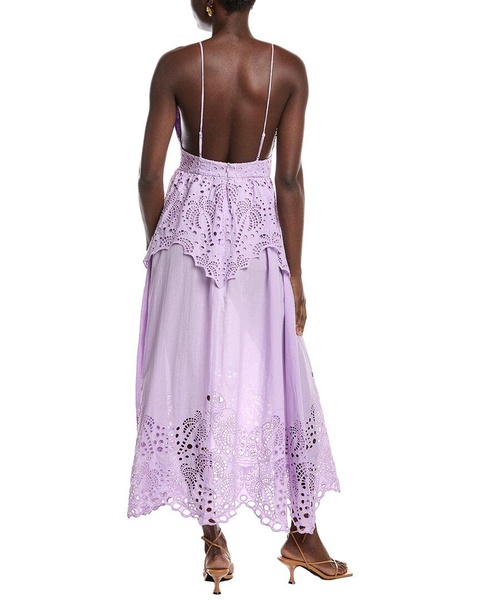 FARM Rio Lilac Palm Tree Linen-Blend Maxi Dress