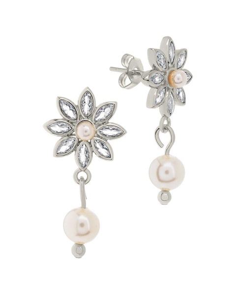 Sterling Forever Rhodium Plated 3mm-6mm Pearl CZ Esti Drop Studs 