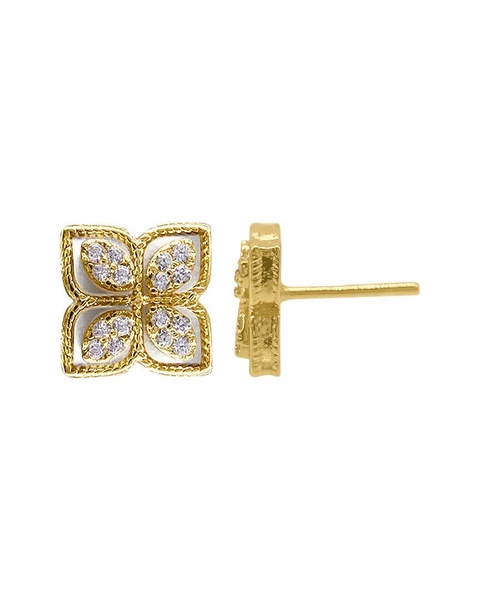 ADORNIA 14K Plated CZ Renaissance Flower Earrings