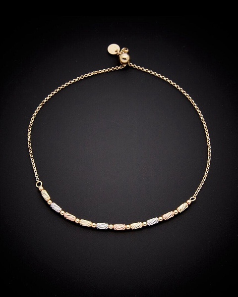 14K Italian Tri-Tone Gold Bolo Bracelet