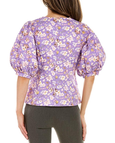 Gracia Puff-Sleeve Peplum Blouse