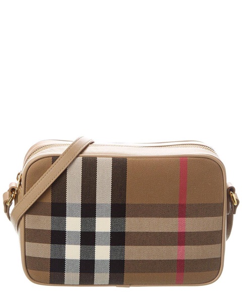 Burberry Check Canvas & Leather Camera Bag