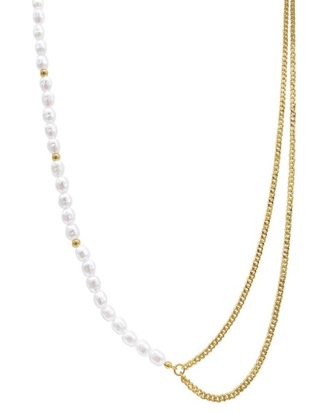 ADORNIA Pearl Draped Curb Chain Necklace