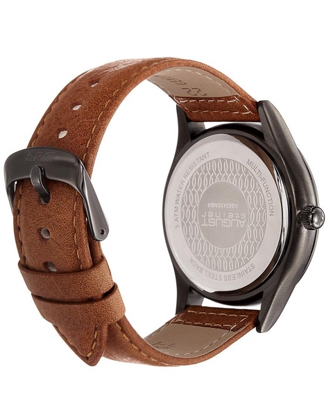 August Steiner Men's Genuine Leather Strap Watch