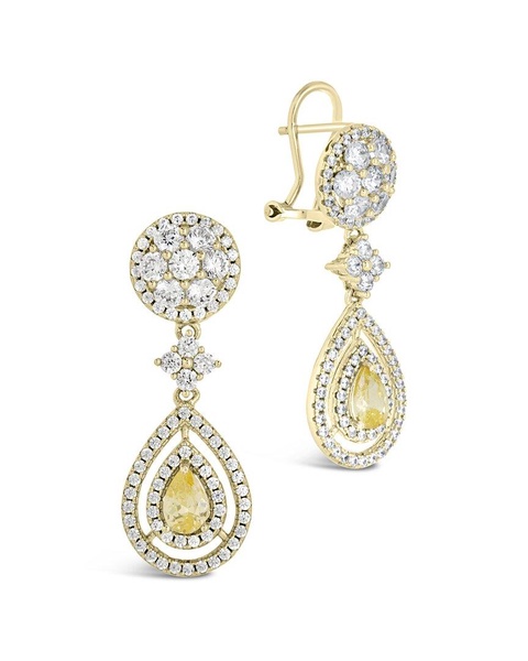 Sterling Forever 14K Plated CZ Jennifer Drop Studs