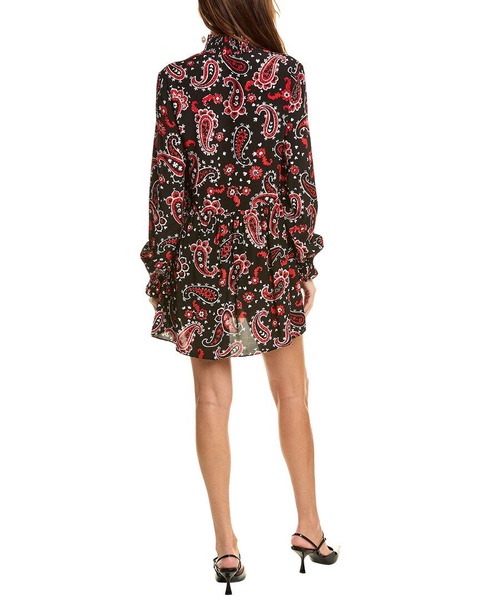 The Kooples Smocked Mock Neck Mini Dress
