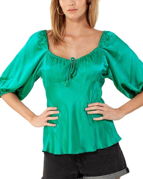 Hale Bob Solid Off-Shoulder Silk-Blend Top