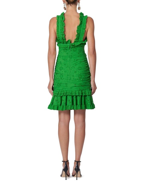 twisted ruffle halter mini dress