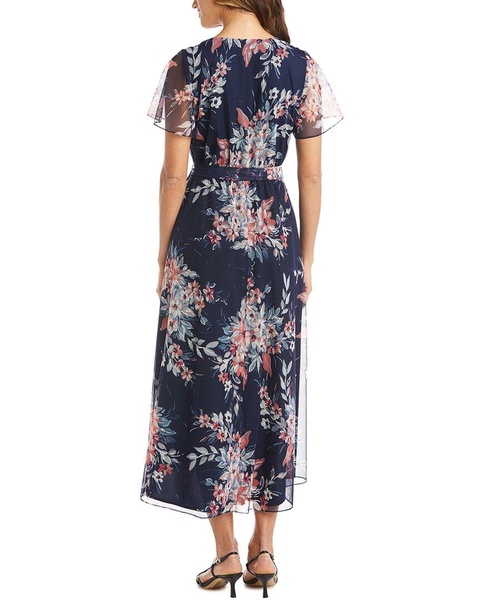 RM Richards Puff Print Power Mesh Wrap Dress