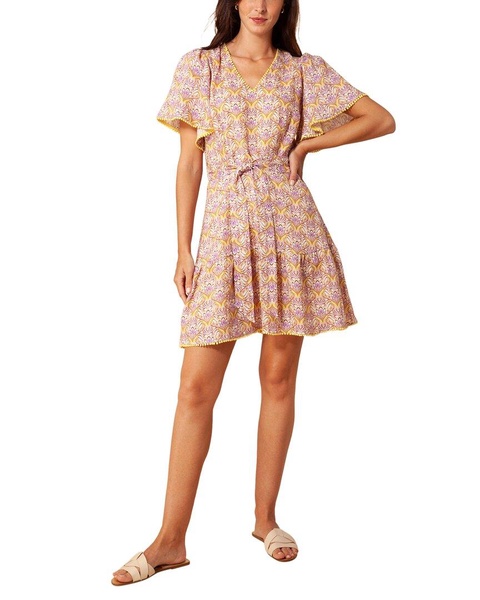 Hale Bob V-Neck Linen Mini Dress