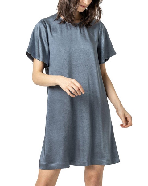 Lilla P Flutter Sleeve Satin Dress