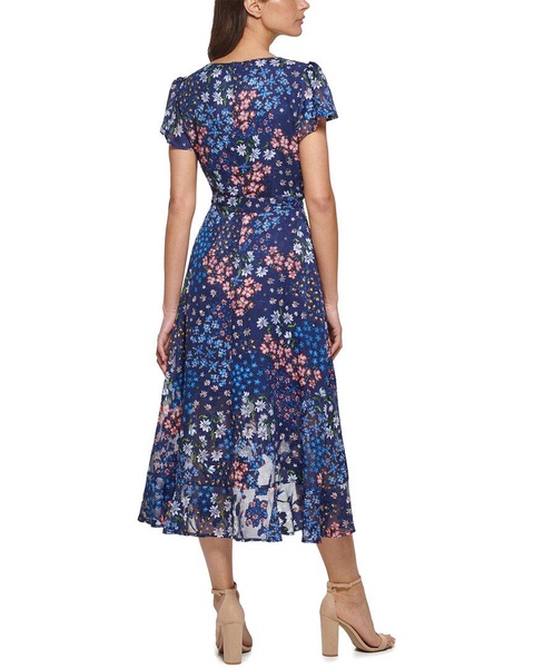Kensie Printed Burnout Chiffon Midi D