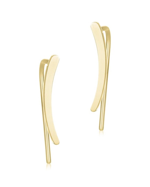 ADORNIA 14K Over Silver Curved Climber Earrings