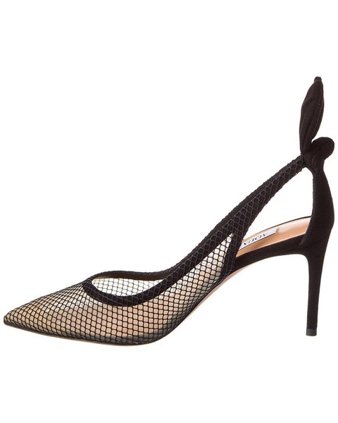 Aquazzura Bow Tie 85 Mesh & Suede Pump