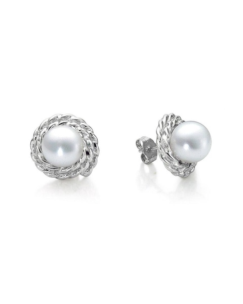 BELPEARL Silver 8.5mm Freshwater Pearl Earrings