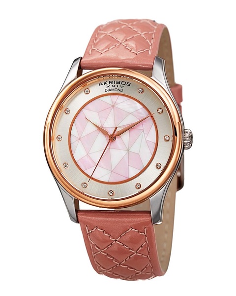 Akribos XXIV Women's Patent Leather Diamond Watch